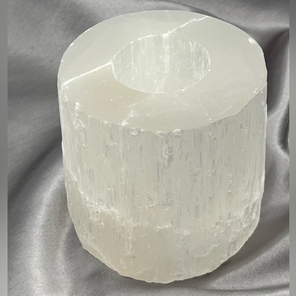 Selenite Crystal Candle Tea Light Holder Decor